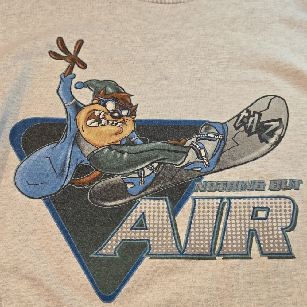 Vtg 90s Looney Tunes Mens XL Tazmanian Devil Snowboard Air‎ Long Sleeve T-S